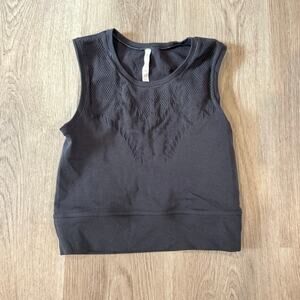 Athleta Women's Ujjayi Crop Tank Top Seamless Yoga Sleeveless Black Size Small